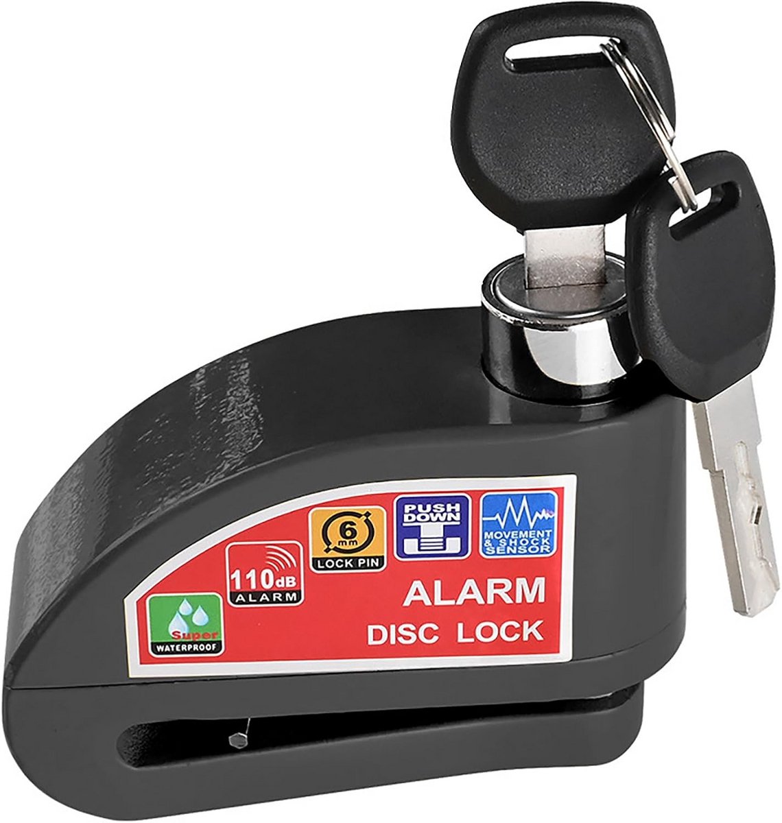 Schijfrem Slot - Motorbeveiliging - Voertuig Beveiligen - 110dB Alarm - Eén maat - Zwart