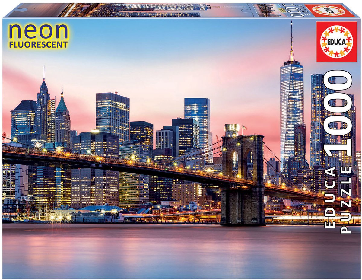 EDUCA - puzzel 1000 stuks - Brooklyn Bridge - NEON