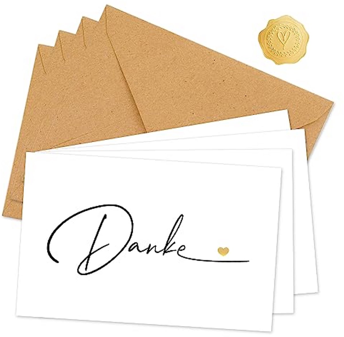 Bedankkaarten set - Kraft enveloppen - Persoonlijke groeten - Inclusief stickers - 20 stuks - Natuurlijk bruin