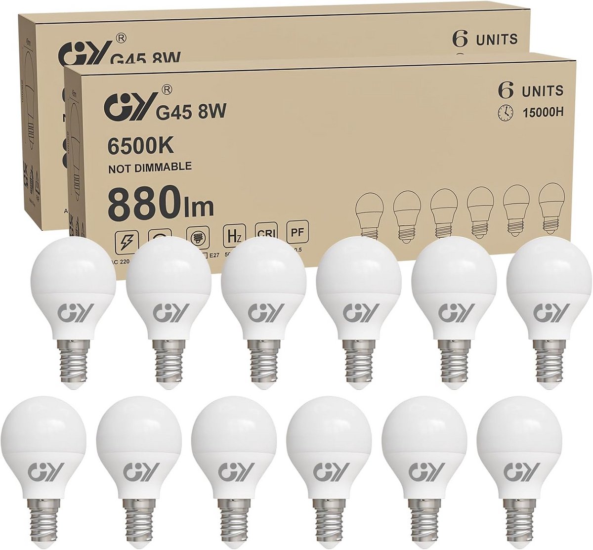 Ledlamp E14 - Koudwit Licht - Ruimtes Verlichten - Energiezuinig - 12 Stuks - Wit