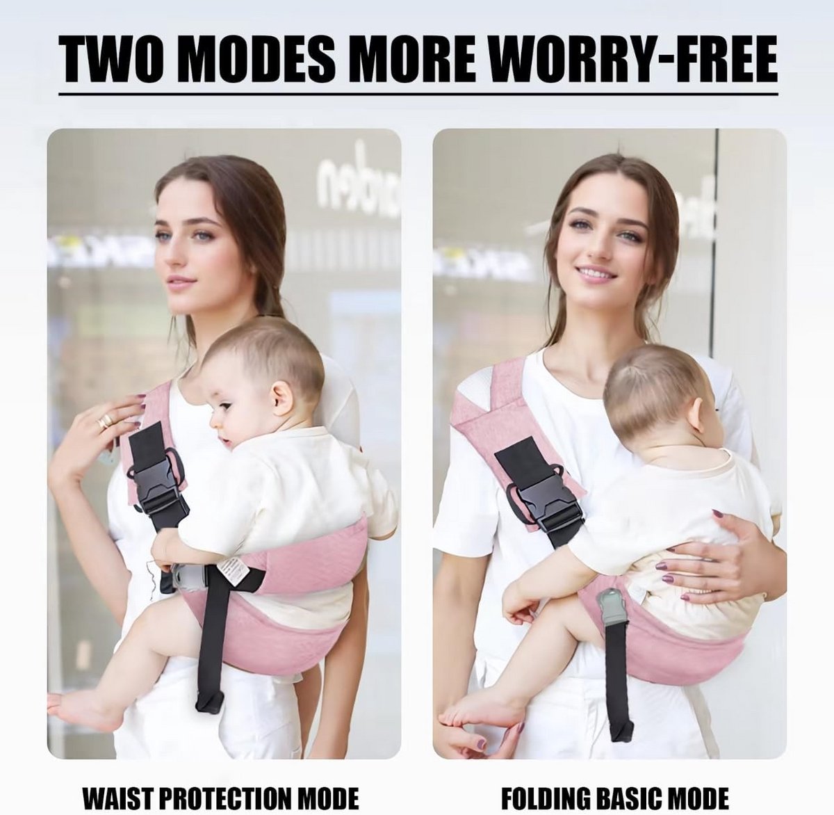 Babydraagzak - Draagdoek peuter - Baby dragen - Ergonomische heupondersteuning - Tot 20 kg - Roze – foto 6
