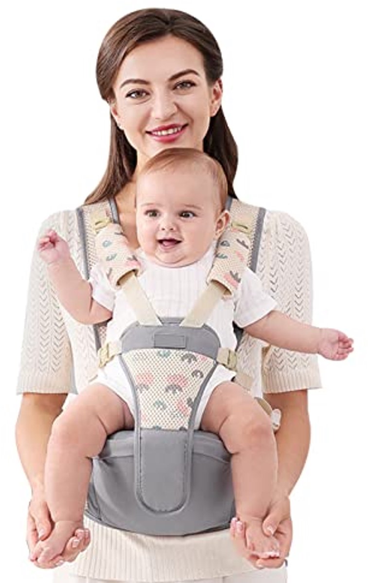 Babydrager Heupzitje - Draagzak Baby - Comfortabel Dragen - Ergonomisch Ontwerp - 75-110 cm Taille - Grijs