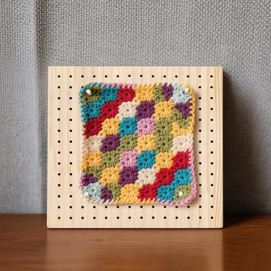 Gehaakte Blokkeerplank - Hout Blokplaat - Haken Breien - Inclusief Pennen - 23.5x23.5 cm - Houtkleur — afbeelding 5