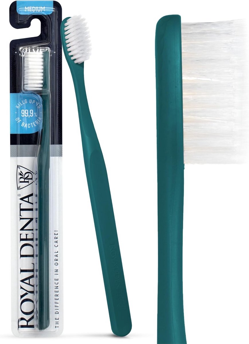 Tandenborstel met Zilverdeeltjes - Antibacteriële Borstels - Optimale Mondhygiëne - Duurzame PBT Borstels - Medium - Smaragdgroen