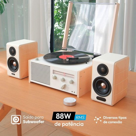 Hifi Speakers - Boekenplank Model - Muziek Luisteren - Draadloos Hoge Resolutie - 88W Vermogen - Wit Hout — afbeelding 2
