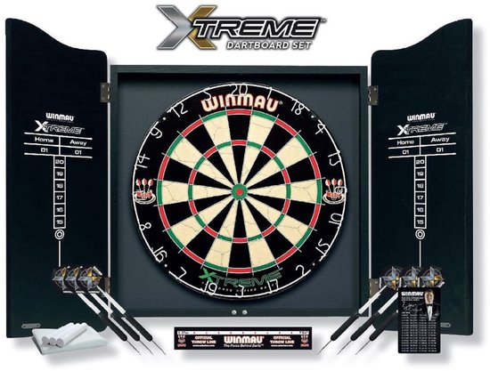 Winmau Dartset Xtreme Zwart- Dartbord Cabinet