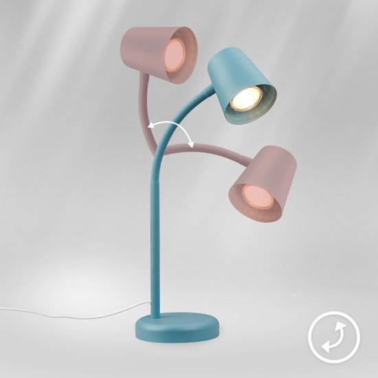 BRILONER Skriva - Tafellamp - bureaulamp - met snoer - draaibaar tafellampje - excl. GU10 - 13 x 38,5 cm - blauw — afbeelding 3