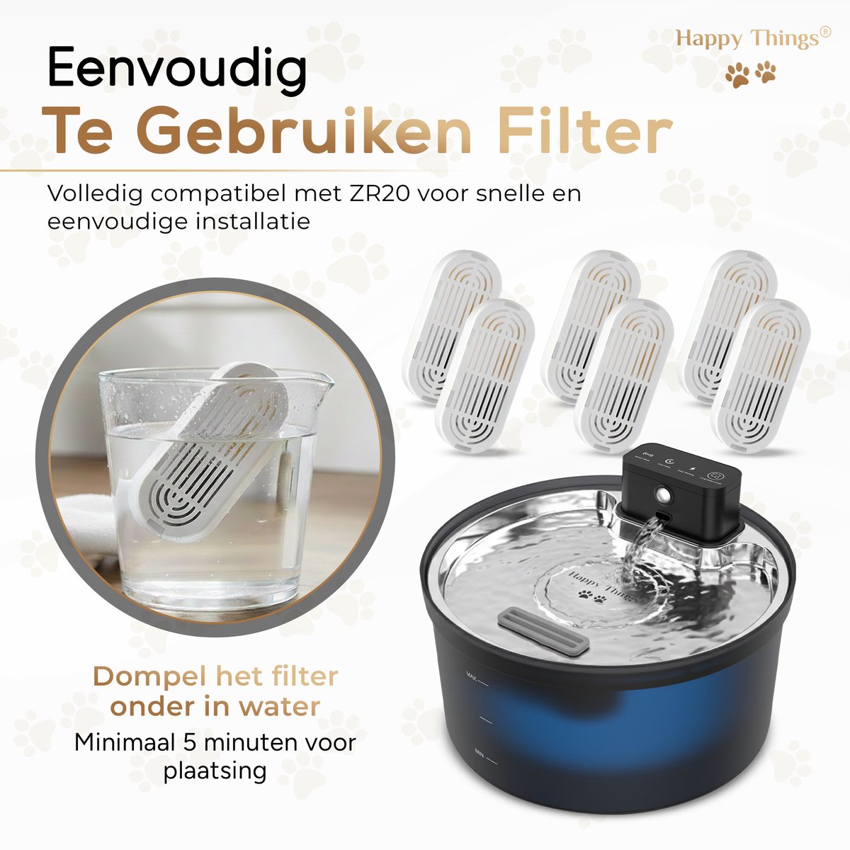 Happy Things ZR20 Drinkfontein Filters - 12 Stuks + 12 Filtersponsjes thumbnail 3