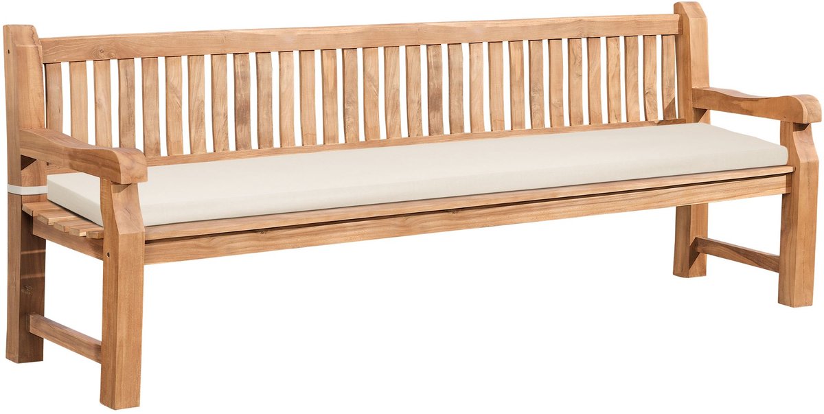 CLP Daxon Tuinbank Weerbestendig Teakhout - 2-4 Persoons - Incl. Zitkussen - Robuuste - Buitenbank voor Balkon - creme