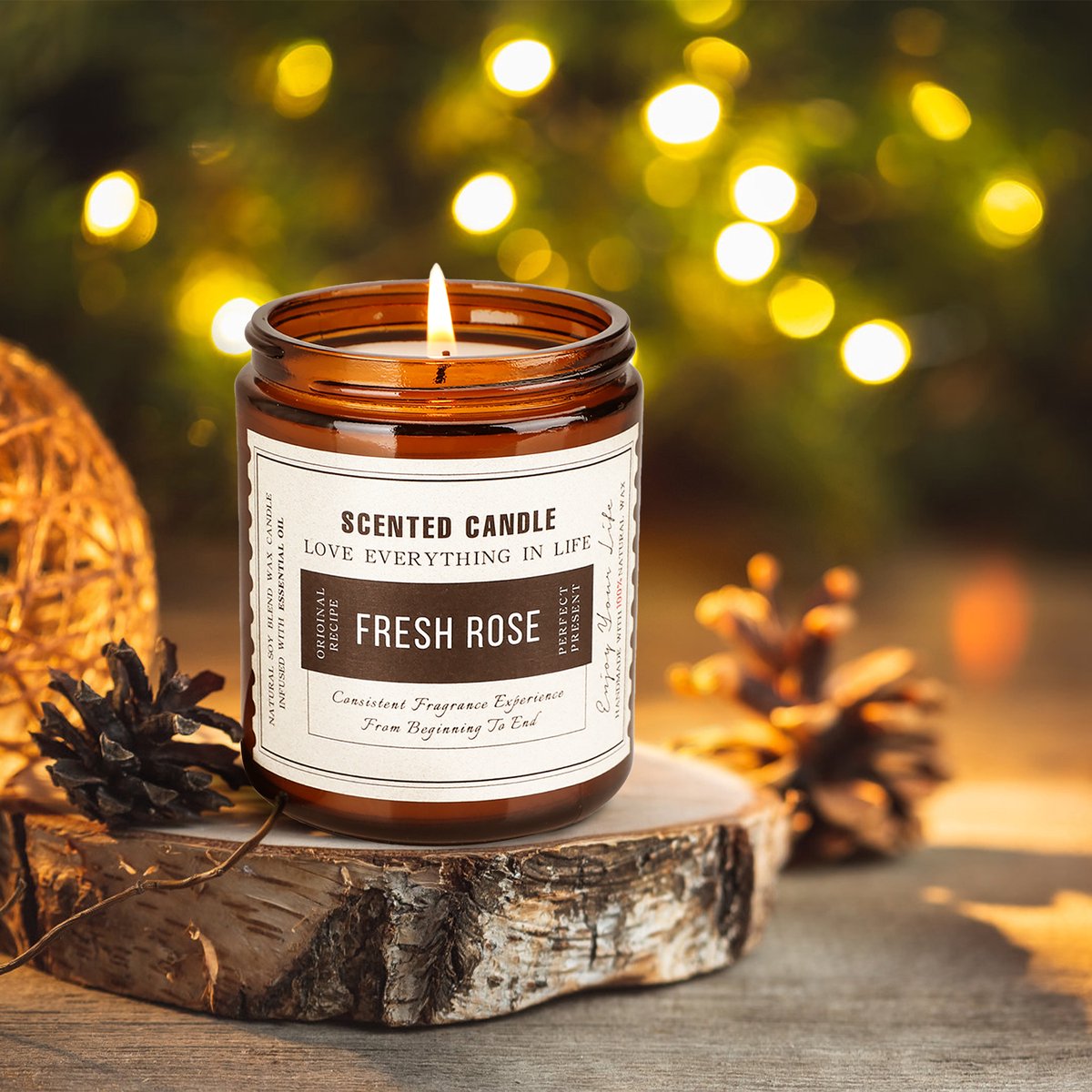 Geurkaarsen Set van 2 – 2 x 200g Sojawas Geurkaarsen in Glas met Lange Brandduur en Luxe Cadeauverpakking – Lavendel & Sandelhout-Roos — cadeau in Wonen & Interieur - foto 4