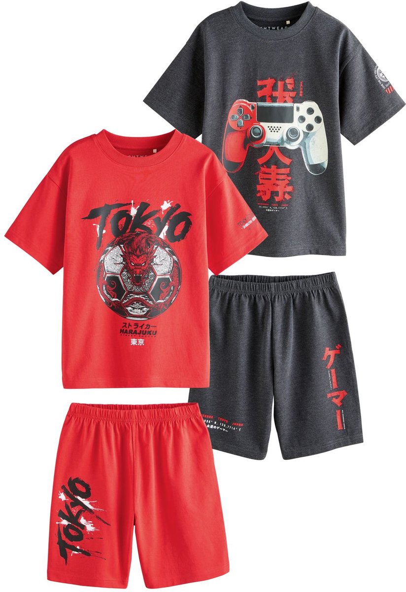 Next - Jongens - Set van 2 korte pyjama's - Rood
