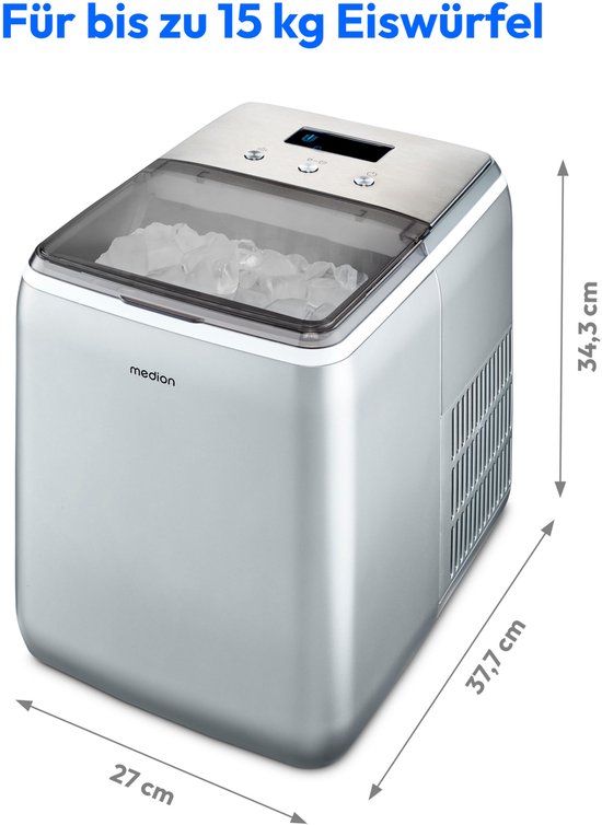 Medion Klareis MD 11950 ijsblokjesmachine - 2 maten ijsblokjes - elektronisch bedieningspaneel en LCD-display, waterreservoir van 2,6 liter - zelfreinigende functie van Medion — afbeelding 3