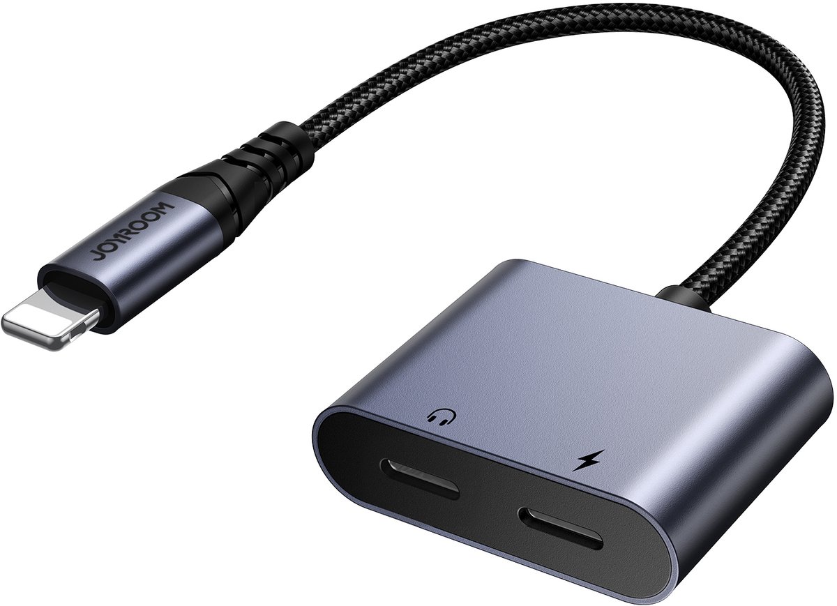 Joyroom - SY-L02 - Lightning naar 2x Lightning DAC-adapter 2in1 - zwart