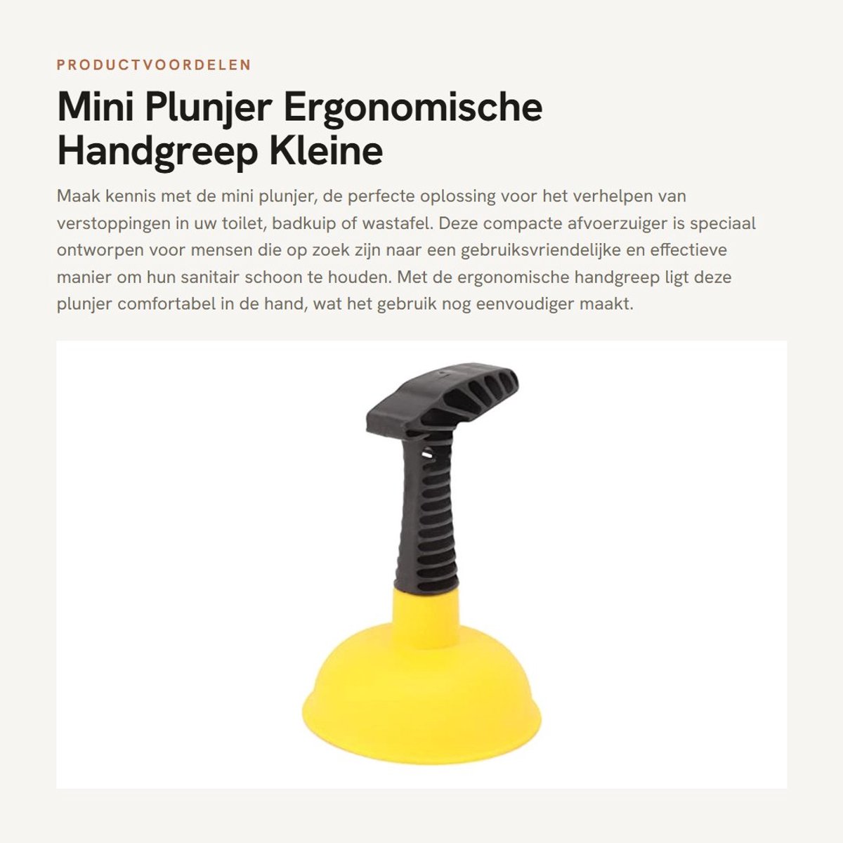 Dailygoods- Toiletzuiger Mini - Ergonomische Antislip Handgreep - Afvoer Ontstopper - Geschikt voor Toilet/Badkuip/Wastafel - Silicone - Lichtgewicht 92g - Afvoerontstopper