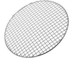 RVS barbecuegrill - L - Diameter 25 cm - vleesrooster - gaasrooster - rond barbecuegrill - rond barbecuegaas - rond koolstofgrill - rond rooster voor bakplaat - rond buitenrooster - geschikt voor buiten en kamperen