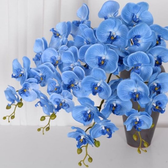 Kunstorchideeën Phalaenopsis - Nep bloemen - Woonkamer Decoratie - Realistisch PU materiaal - 69 cm lengte - Blauw