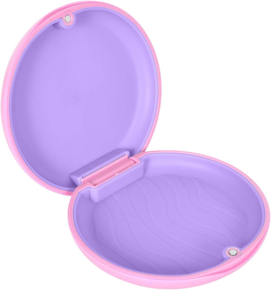 Kunstgebit Houder - Prothese Bakje - Veilig Opbergen - Magnetische Afdichting - 8 x 8 x 2 cm - Roze