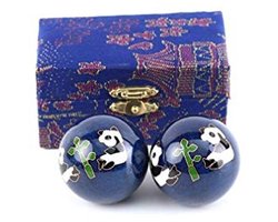 Qi Gong Ballen - Antistress Ballen - Handmassage Ontspanning - Traditioneel Aziatisch Design - 45mm Diameter - Blauw