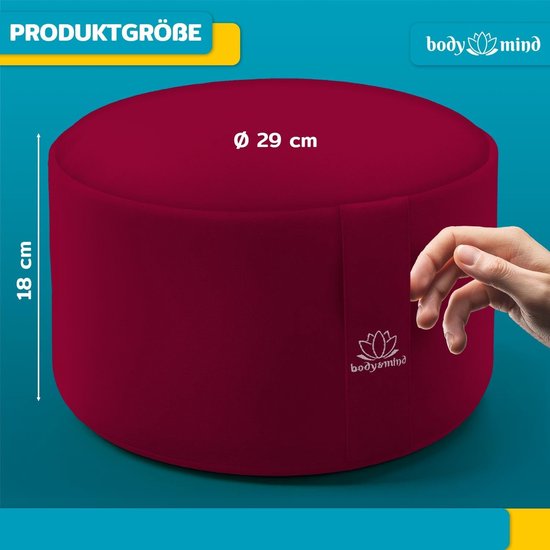 Meditatiekussen - Zitzak vloerkussen - Ontspannen zitten - Ademende vulling - 18 cm hoog - Rood — afbeelding 3
