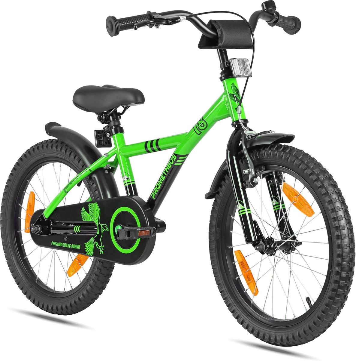 Kinderfiets 18 Inch sfiets sfiets Veilig Fietsen Dubbel Remsysteem 18 Inch Groen Zwart