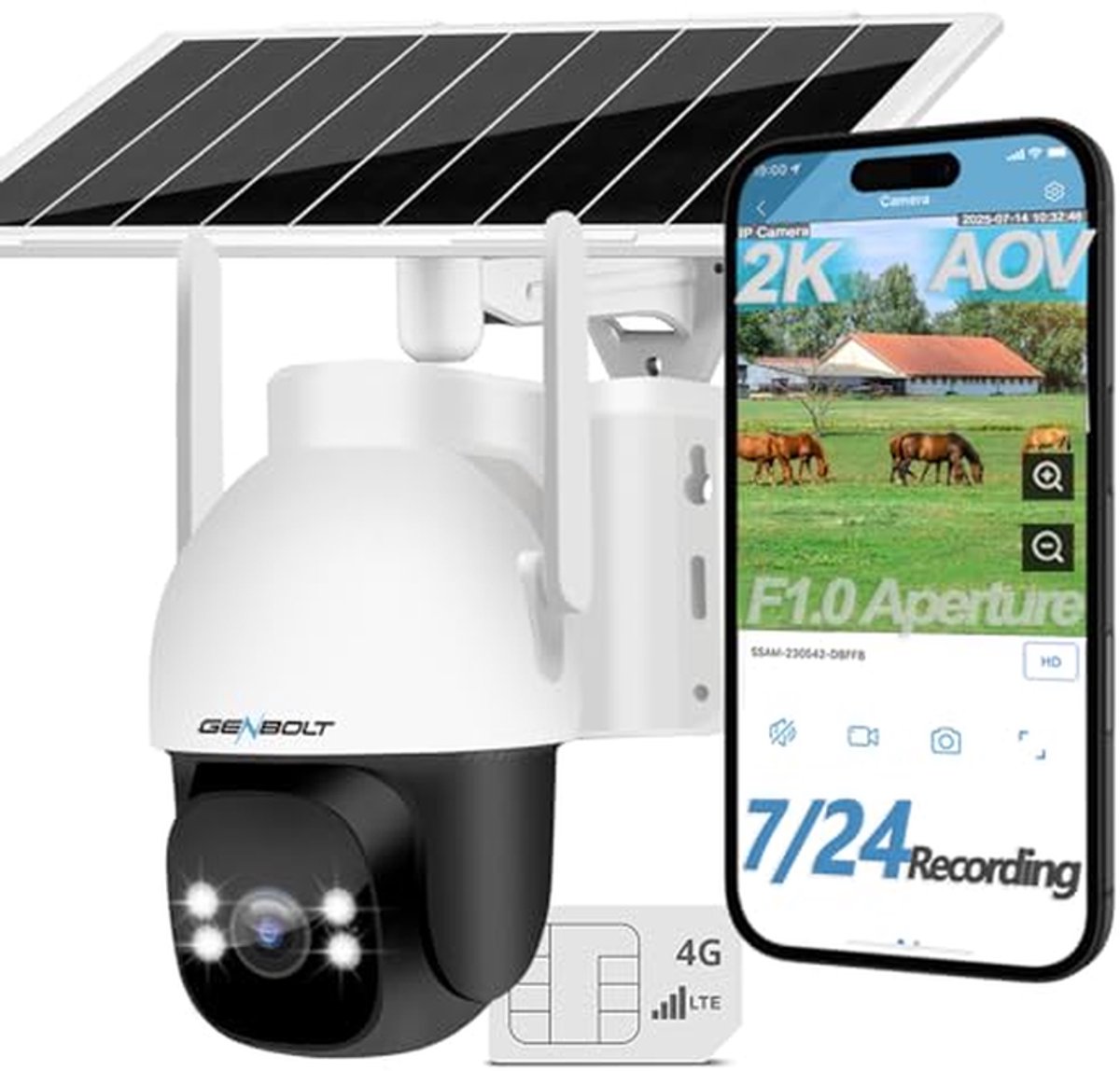 Draadloze Camera - Buiten Beveiliging - Huis Bewaken - Geen Wifi Nodig - 2K Resolutie - Zwart