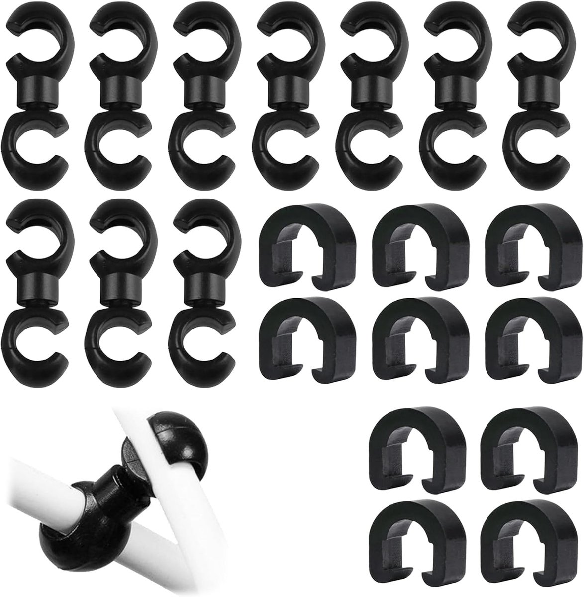 20x Fiets Kabel Clips Zwart - Remkabel Bevestiging voor Mountainbike en Racefiets