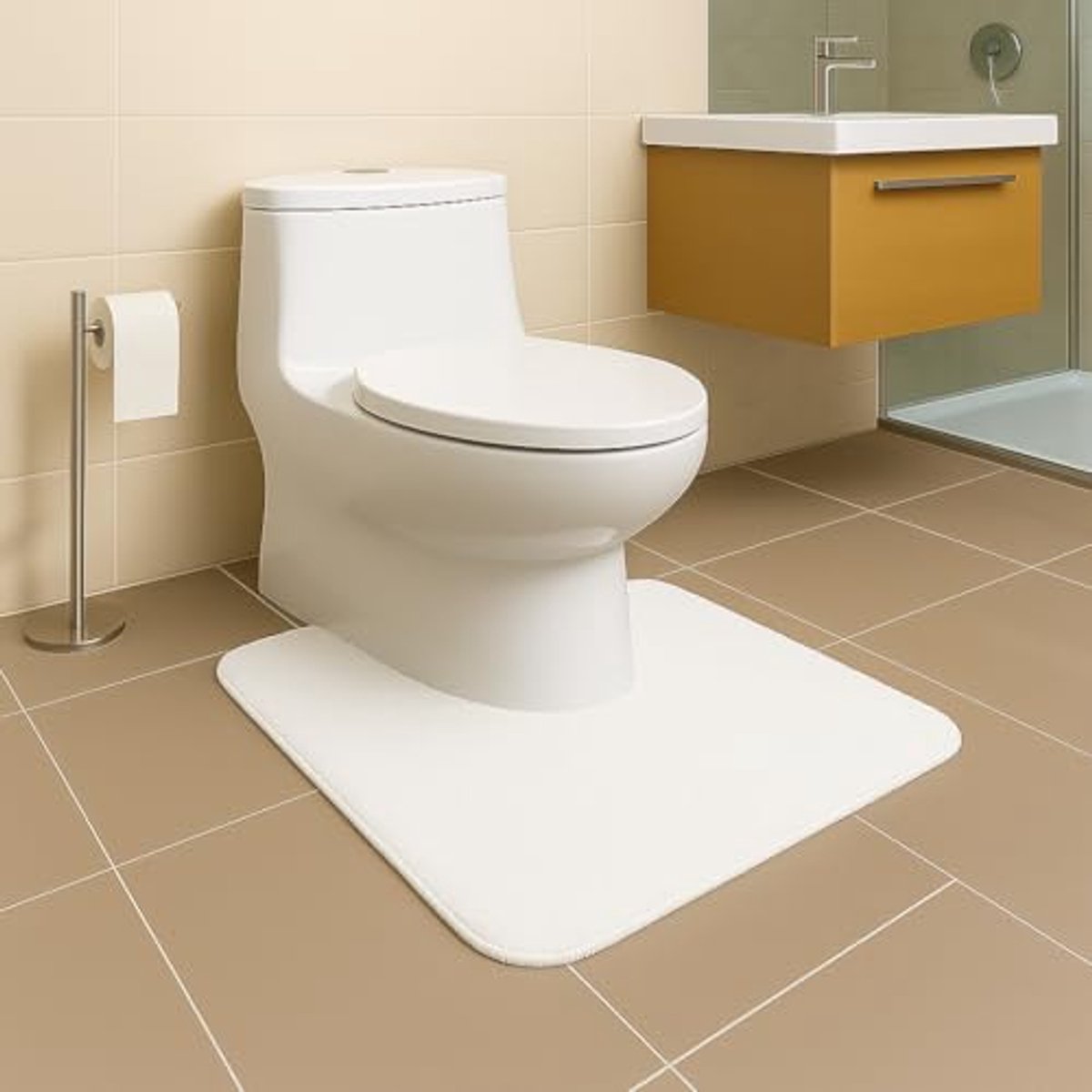 WC-mat - Badmat toilet - Hygiënisch Werken - Antislip onderkant - 45x50 cm - Wit