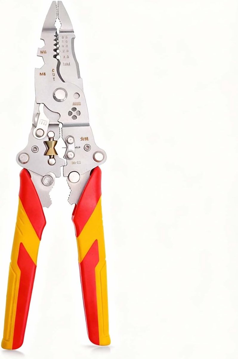 Multifunctionele Striptang - Draadstripper Kabelsnijder - Elektrische Installaties - 9-in-1 Gereedschap - 0.5-10 mm² - Oranje Geel