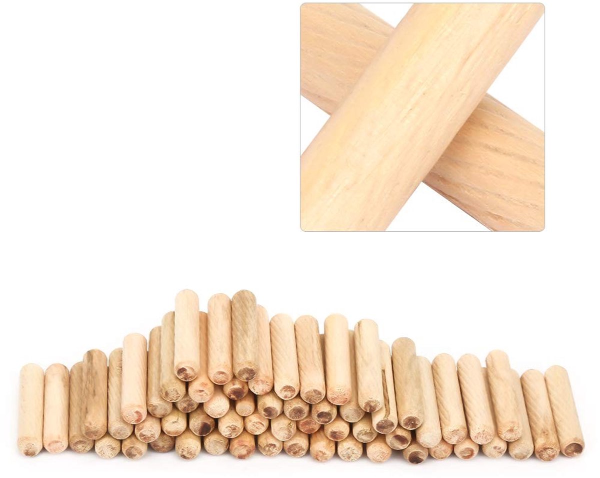 Dailygoods- Paspennen 100 Stuks - Houten Deuvels - M6 Diameter - Hardhout - Cilindrische Pluggen - Voor Houtbewerking