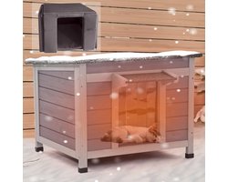 Buiten Kattenhuis - Huisdier Verblijf - Warmte Bieden - Isolerende Voering - 60x53x46.5 cm - Grijs