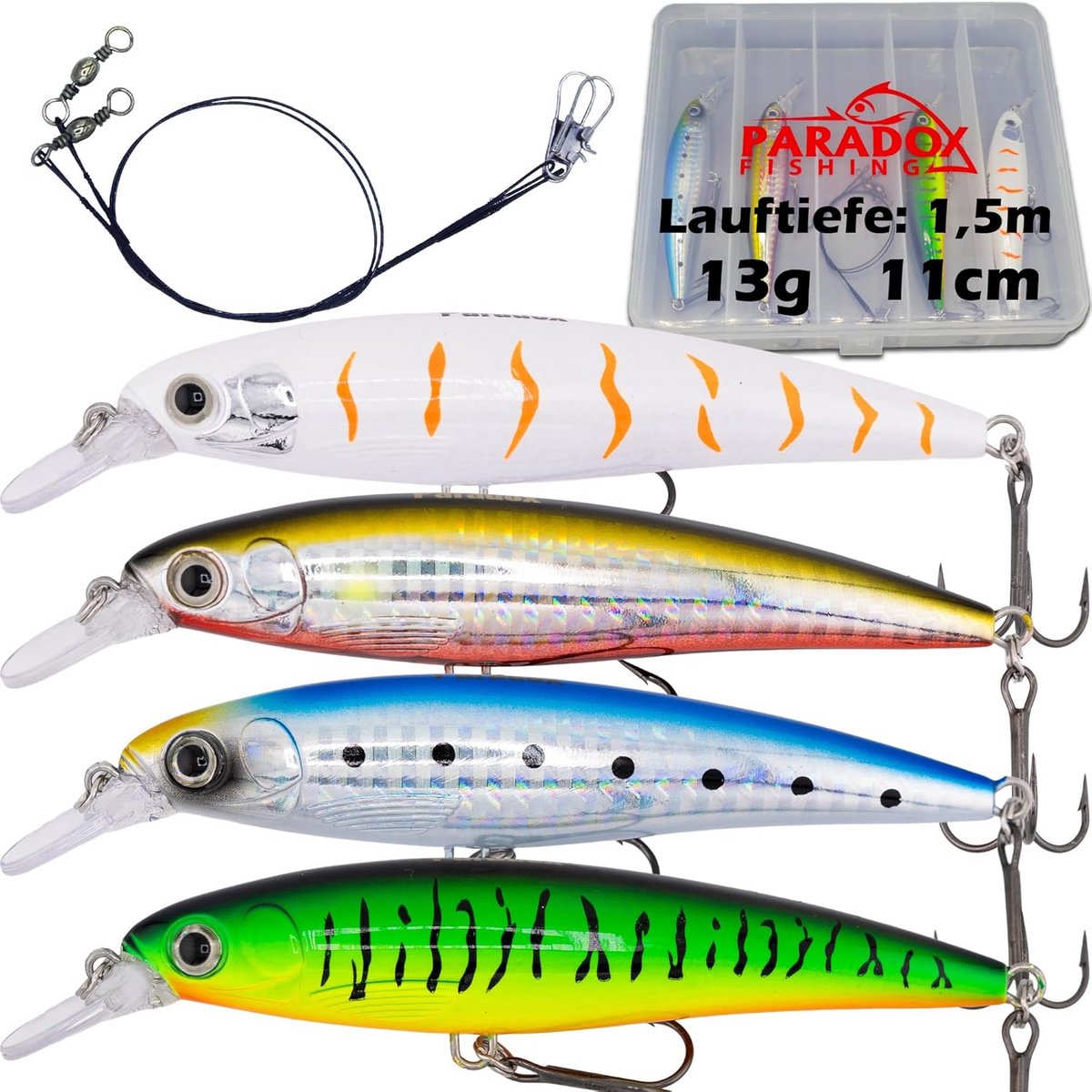 Zander Wobbler Set - Vis Aas - Vissen Op Zander - UV Actieve Kleuren - 4 Stuks 11cm - Multikleur