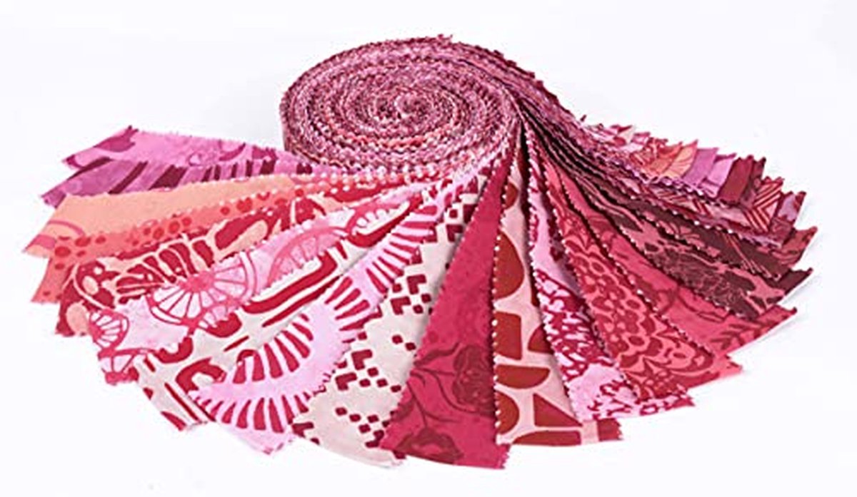 Stoffen Strips - Quilt Stof - Klusjes Binnen - Voorgesneden Zigzag - 40 Stuks - Roze