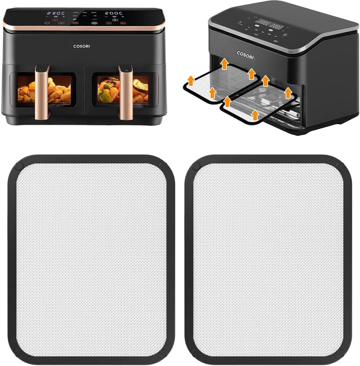 Magnetische Spatbescherming Airfryer Accessoires Apparaat Beschermen Roestvrijstaal Fijnmazig 22 x 19 cm Zilver