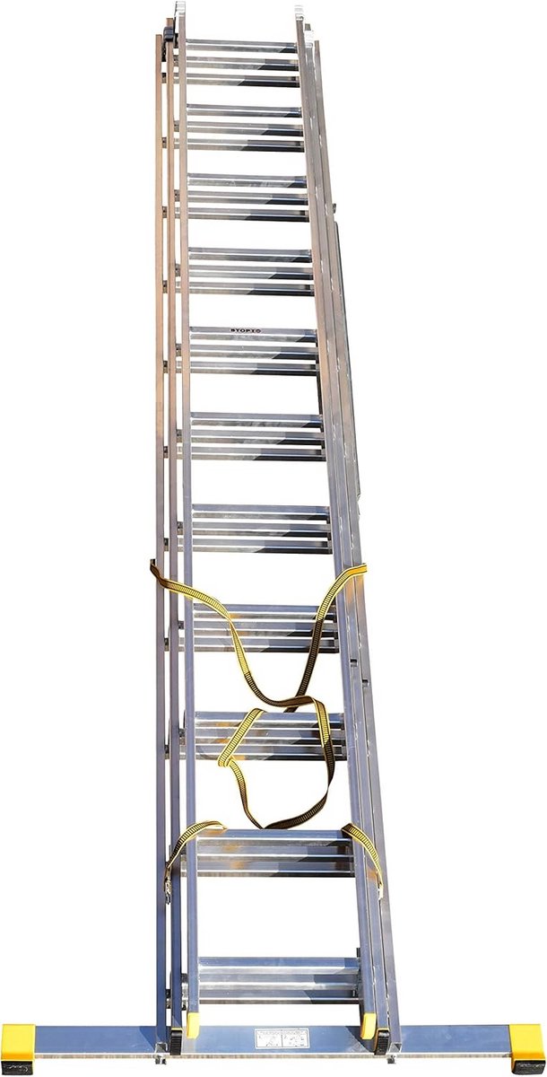 Uitschuifbare Ladder - 3-delige ladder - Klus Klussen - Geïntegreerde Stabilisator - 7.1 Meter - Aluminium