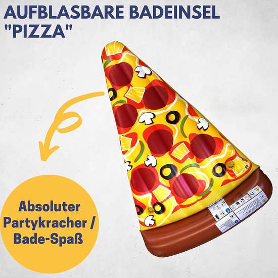 Opblaasbare Zwemmatras voor Strand en Zwembad - Pizza Luchtbed met Bekerhouders — afbeelding 2