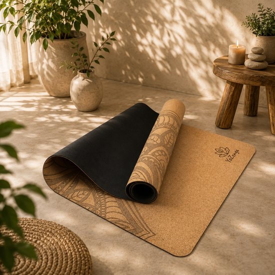 YoZenga Mandala Yoga Mat - Premium Natuurlijk Kurk - Antislip & Schokabsorptie - Inclusief Draagriem - Duurzaam & Eco-vriendelijk van YoZenga — afbeelding 3