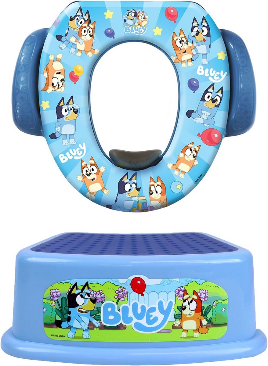 Zindelijkheidstrainingsset - Potje en kruk - Kinderen zindelijk maken - Inclusief zachte potjesstoel - 2-delig - Blauw