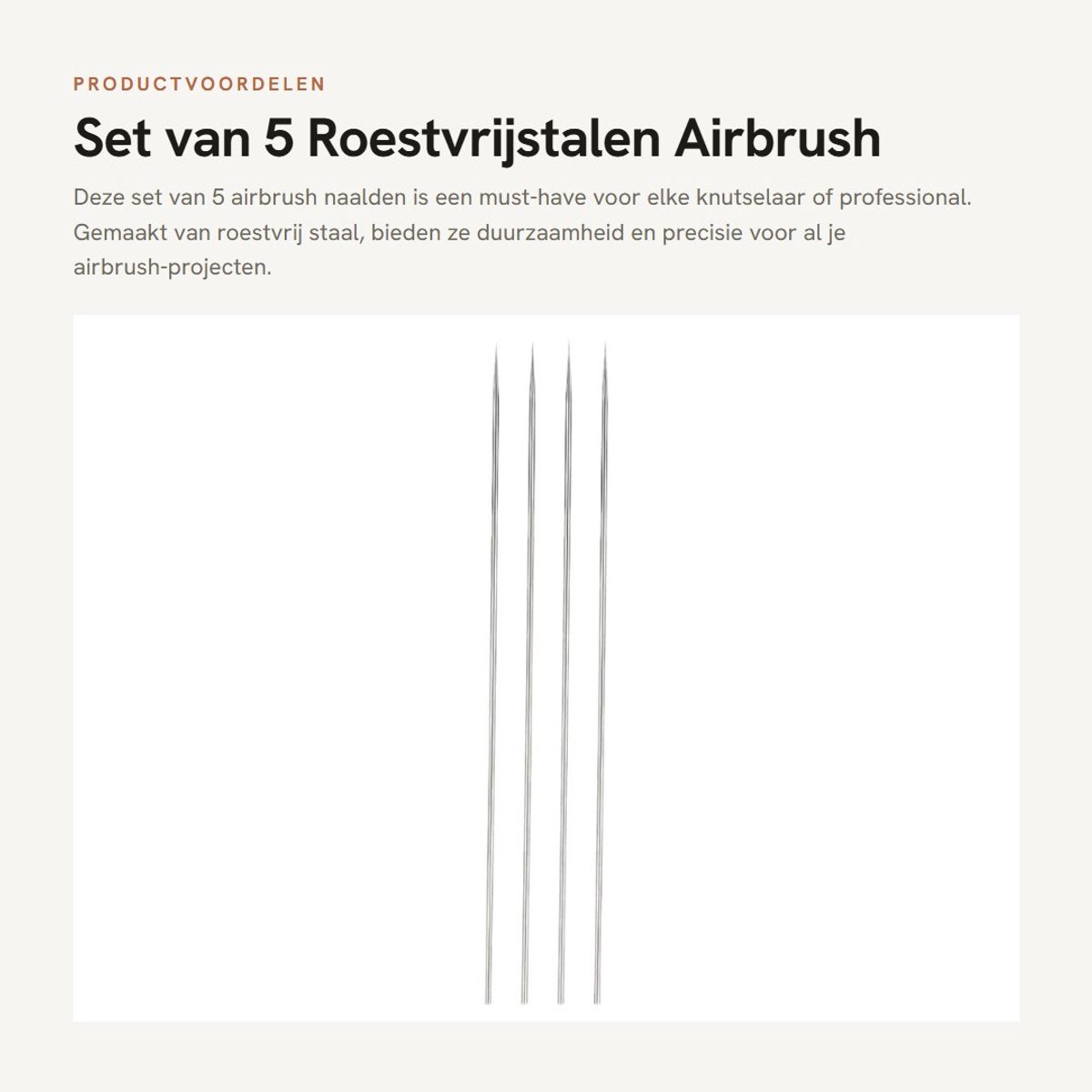 Dailygoods- Airbrush-naalden 5 stuks - Roestvrij staal - Precisiegereedschap - Duurzaam - Eenvoudig te installeren - Grootte 0,2/0,3/0,5 mm