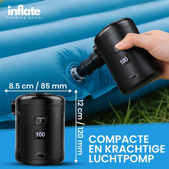 Inflate Oplaadbare Luchtpomp - Elektrisch & Draadloos - 5200 mAh accu - 280 Liter/Min - Luchtbedpomp & Zwembadpomp van Merkloos — afbeelding 5