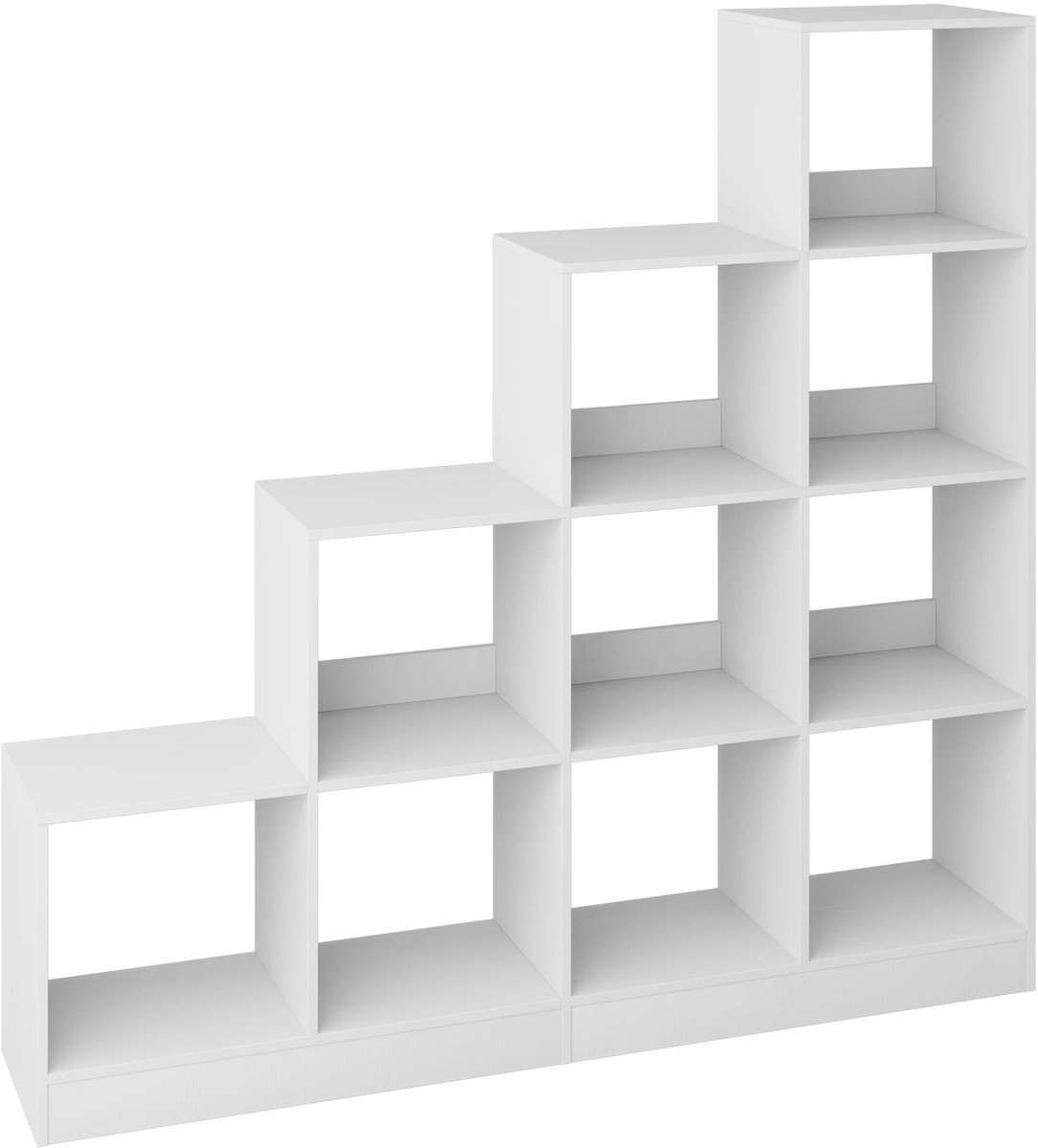 NordHaus Boekenkast - Kubuskast - Opbergkast met Open Vakken - Verstelbare Achterpanelen - 126,5 x 24 x 124 cm Wit