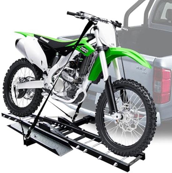 Motorfiets Trailer - Trekhaak Drager - Veilig Transport - Zware Staalconstructie - 450 LBS Capaciteit - Zwart