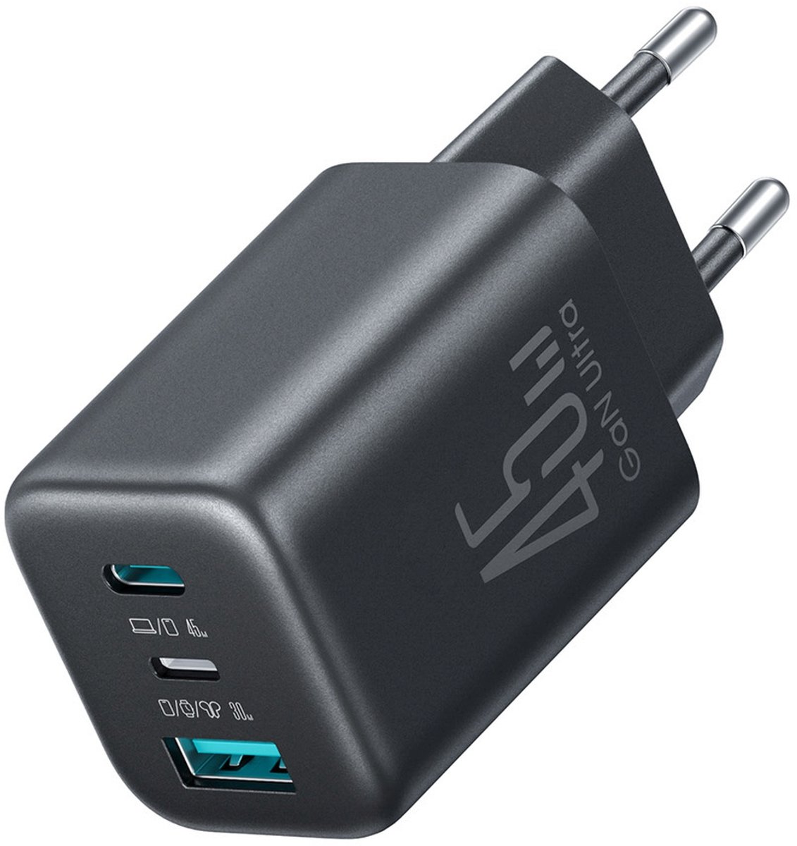 Joyroom JR-TO1 Serie - GaN 45W Netlader - Drie Uitgangen - Snellaadtechnologie - Zwart