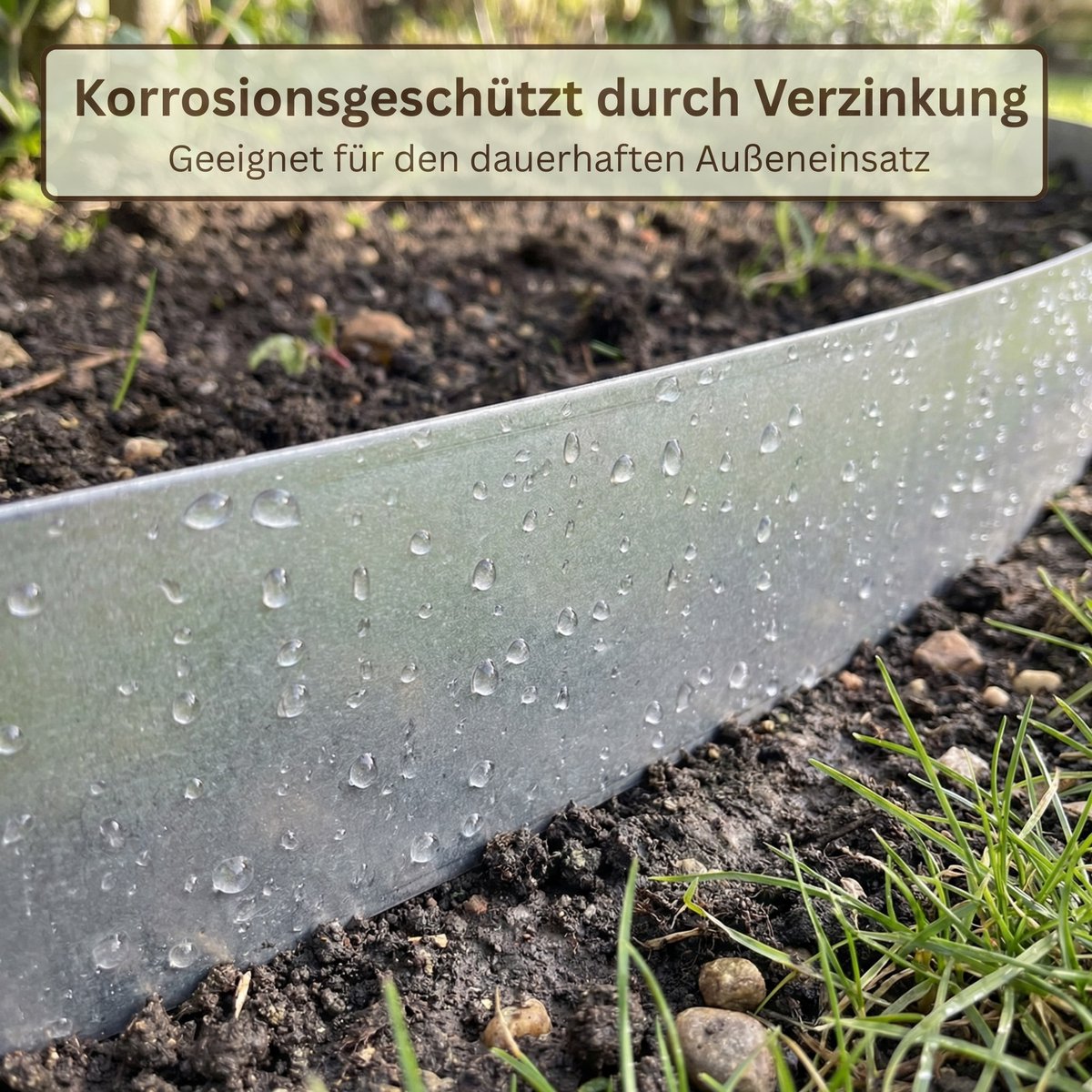 GartenAZ Borderrand - Perkrand - Gazonrand van Verzinkt Staal - Zilver - 10m x 15cm (0,5mm dik)