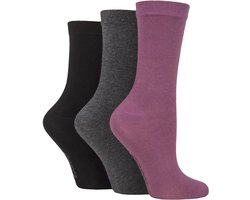 SOCKSHOP - 3-Pack Dames Effen Ademend Bamboesokken