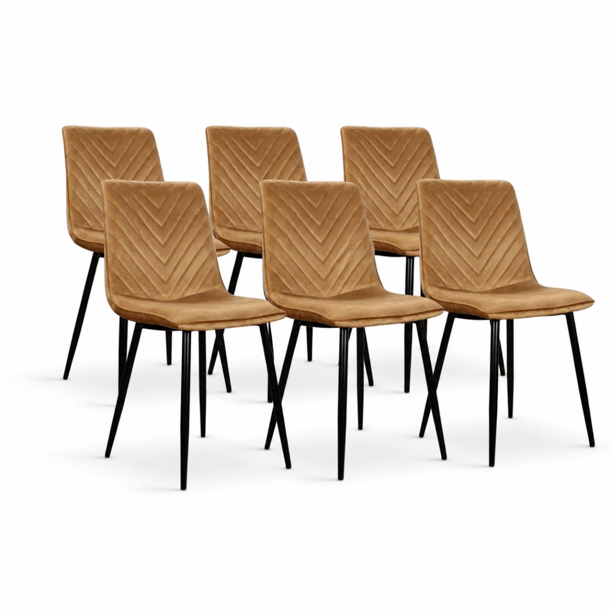 DS4U® - Gaby eetkamerstoel - Set van 6 - Goud - Velvet