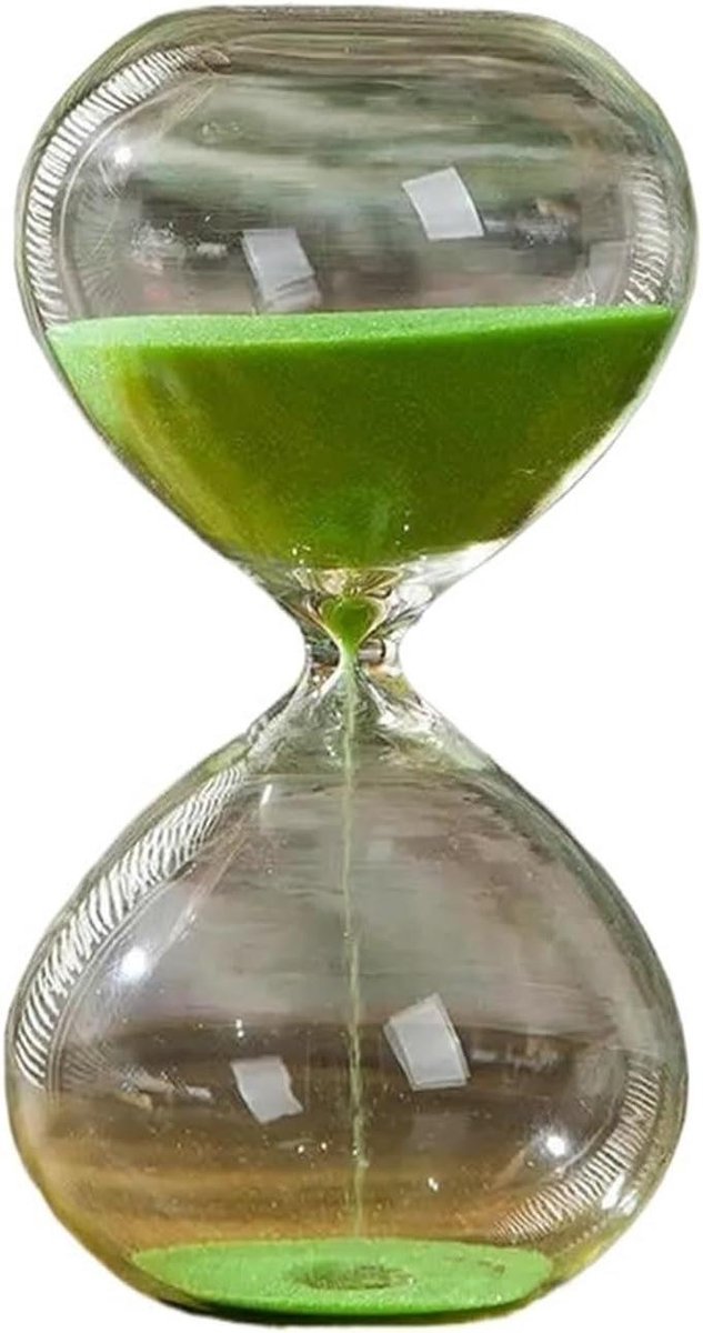 Zandloper 5/10/15/30/60 minuten glas zand timer tijdmanagement tool glas zandloper ornamenten bureau thuis decoratief (groen, 60 min)