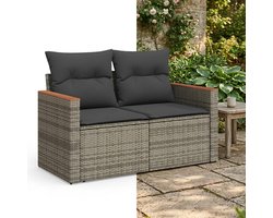 Tuinbank met opbergruimte - Lounge Bank - Buitenbank - Tuinset - Houten Bank - Modulair Bankstel - Balkon Set - Poly rattan - Grijs