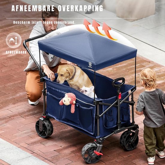QUOVO® Bolderkar Opvouwbaar Luchtbanden - Bolderkar - Bolderkar Opvouwbaar - Blauw - 108cm x 53cm x 108cm van Quovo — afbeelding 5