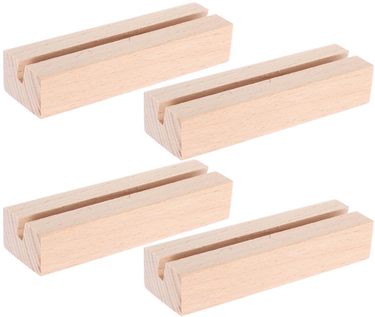 Byshayne- Tafelkaarthouder 4 Stuks - Houten Standaard - Sleufbreedte 5 mm - 10 x 3 x 2 cm