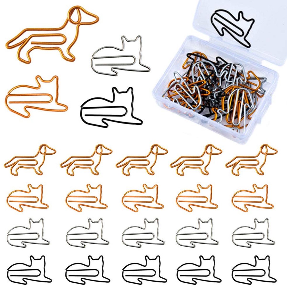 NTH products- Paperclips 60 Stuks - Teckel/Kat Dierenvorm - Creatieve Boekenlegger - Kantoormateriaal - Sterk Ontwerp - Praktisch en Schattig - Bladwijzers